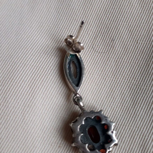 925 earrings used with garnet and marcasite vintage