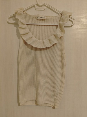 Mango knitted top like new, white and beige, sizes S and M