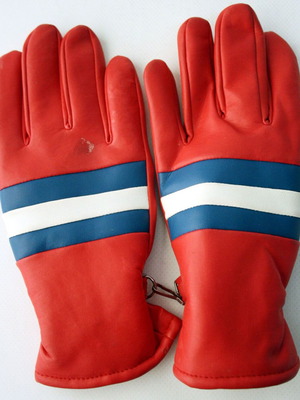 Vintage winter leather gloves red, new from the 80s