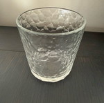 Set of 16 glass tumblers with embossed honeycomb design, new