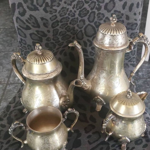 Silver-plated vintage coffee and tea set of 4 pieces used