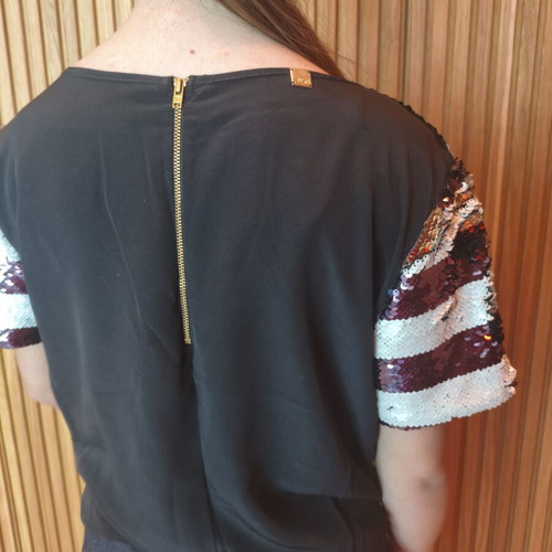 Toi&Moi blouse with color-changing sequins like new, size L