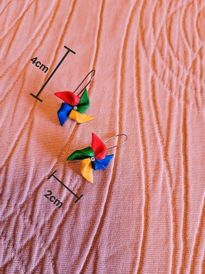Windmill earrings like new, colorful, handmade from polymer clay