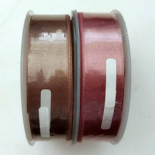 Satin double-sided ribbons set of 2, 2.4cm width, 25m each, new