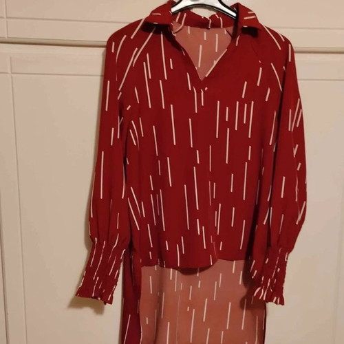 Asymmetric brick red tunic shirt new one size