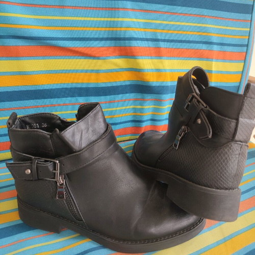 Ankle boots used, low black, size 38