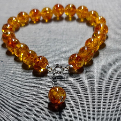 Anatoli bracelet with natural honey amber and silver 925 new handmade
