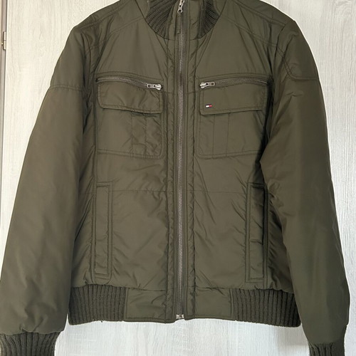 Tommy Hilfiger men's bomber jacket like new, olive green, size L