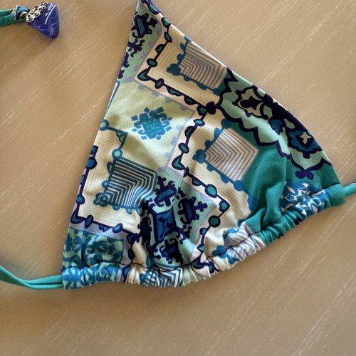 H&M Bikini mix & match boho top with stones and white slip, like new, L