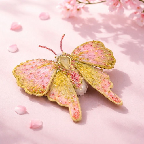 Handmade butterfly brooch with natural citrine new