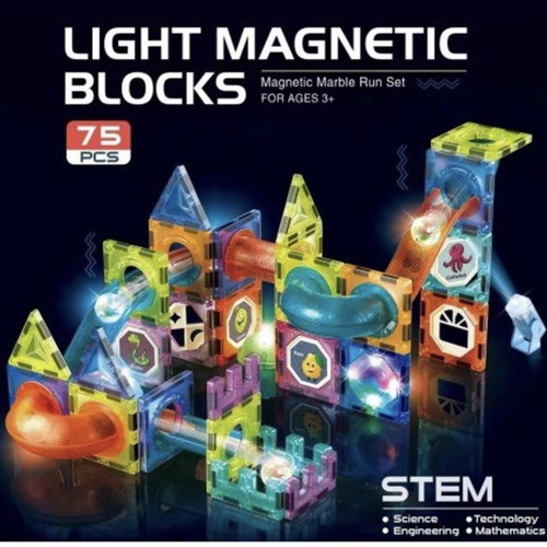Light Magnetic Blocks STEM educational toy set 75 pieces new