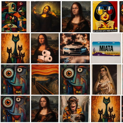Canvas posters used, various sizes 30x40 to 50x100 cm