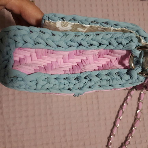 Crossbody bag new handmade lilac/turquoise with magnetic clip