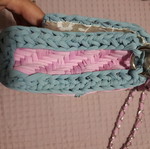 Crossbody bag new handmade lilac/turquoise with magnetic clip