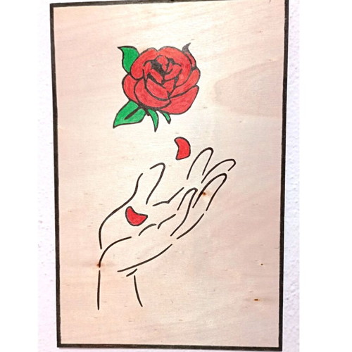 Wooden frame handmade with hand and rose new