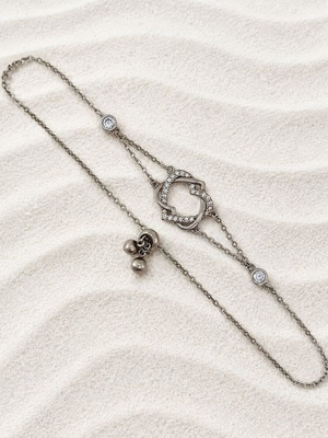 Silver 925 bracelet with heart motif and zircon stones new