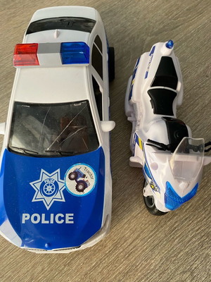 Police children's toys used, patrol car and motorcycle