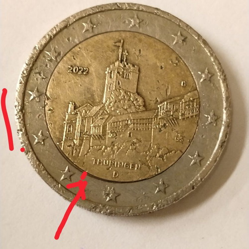 2 Euro Commemorative Coin Used With Production Defect From Germany 2022