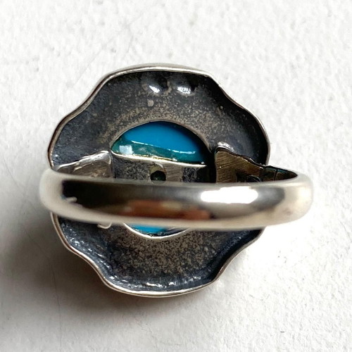 925 Silver Byzantine Style Handmade Turquoise Ring New