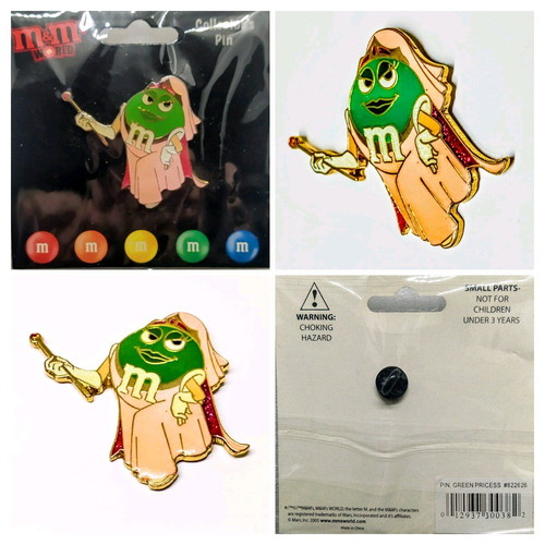 Collectible large M&M's World Ms. Green princess pin new