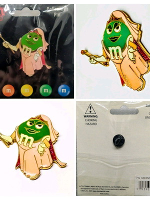 Collectible large M&M's World Ms. Green princess pin new