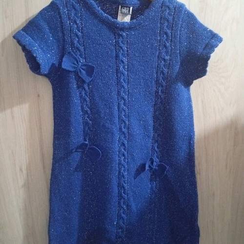 GRD knitted girls dress blue 6 years like new