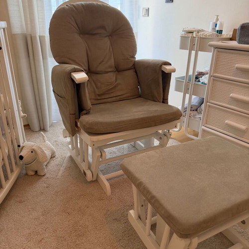 White-Grey Nursing Glider Chair with Stool