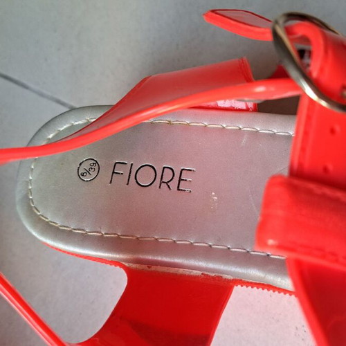 Fiore Collection platform sandals used, coral, size 39
