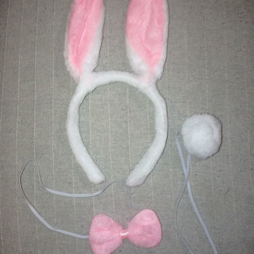 Bunny costume set plush, 3 pieces, new