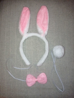 Bunny costume set plush, 3 pieces, new