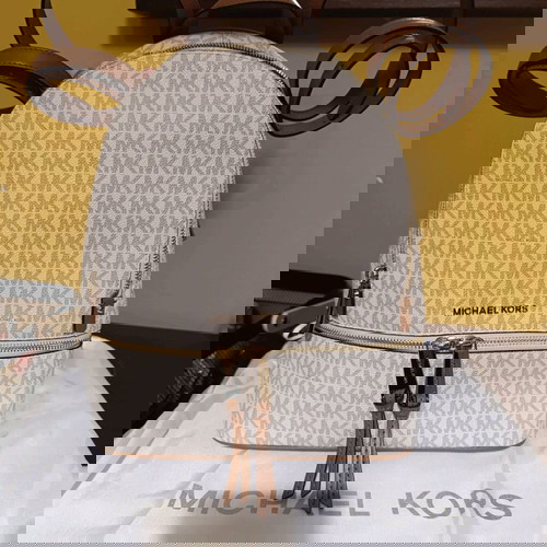 Michael Kors Rhea Zip Πλάτης καινούργιο, vanilla μπεζ και χρυσαφί