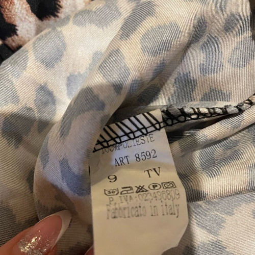 Satin leopard camisole top with black lace trim like new