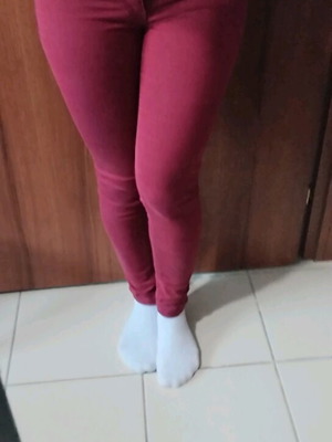 Burgundy low-rise pants used, size S