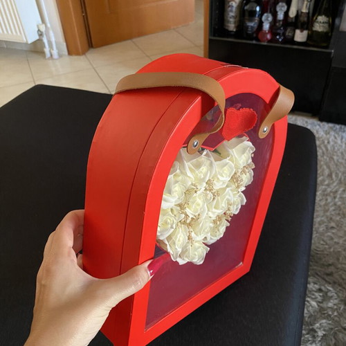 Bag with fake roses used, heart-shaped gift or decoration