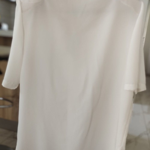 Vintage romantic shirt ecru with shoulder pads and openwork embroidery size XL - XXL like new