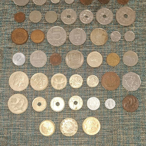 Collection of 45 used European coins, all different