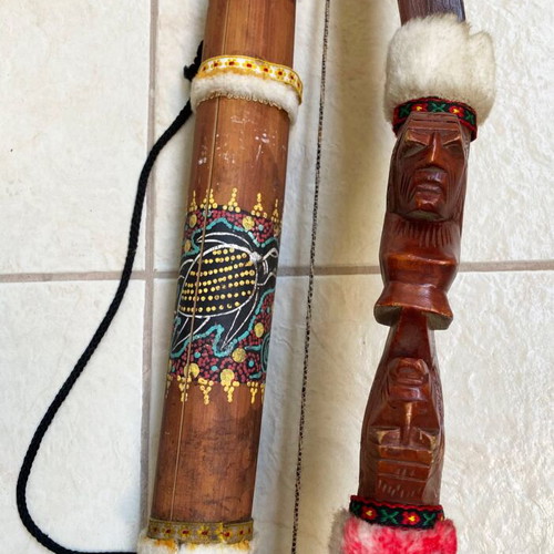 Decorative ethnic bow set with quiver and arrows used