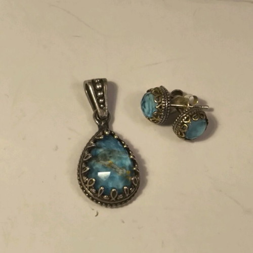 Silver 925 handmade set with aqua marine like new