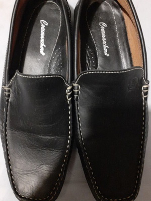 Leather moccasin shoes, size 44, black