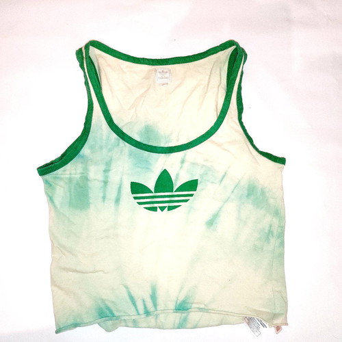 Adidas green tie dye top XS