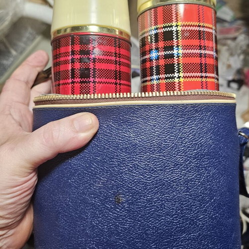 Thermos pair vintage set in vinyl case used