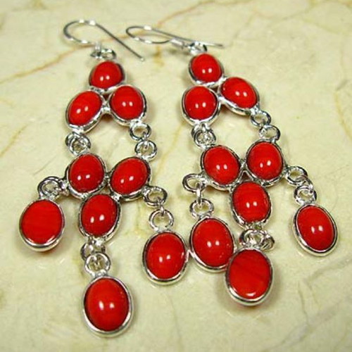 Fashion 925 silver earrings with natural red corals new