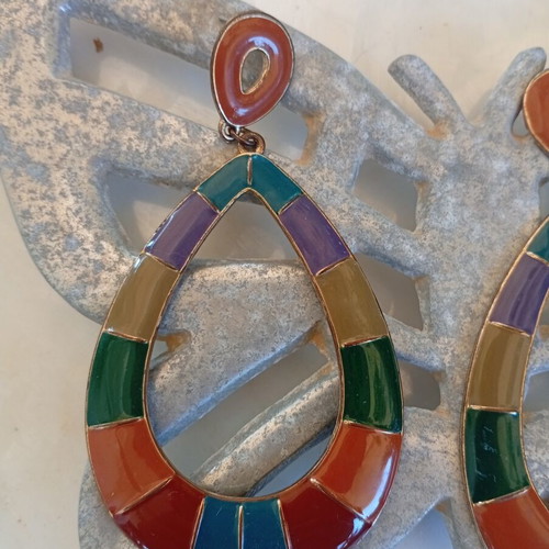 Boho large colorful earrings