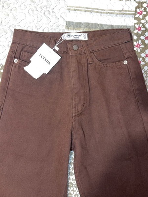 Brown jeans high waisted vintage style size S new