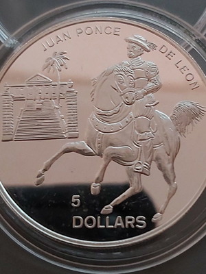 5$ Bahamas Proof "Ponce De Leon" καινούργιο