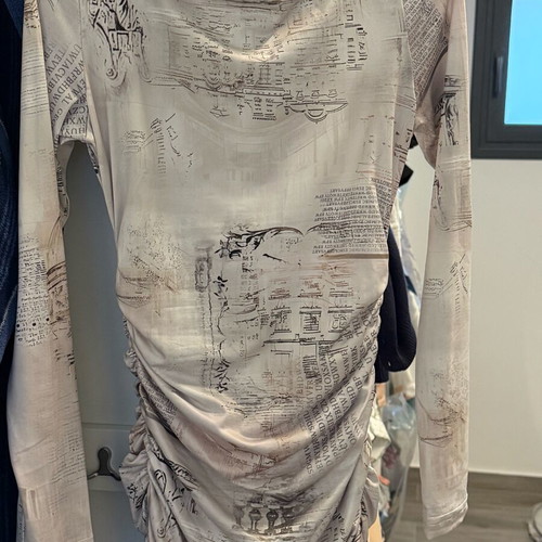 New white newspaper print bodycon maxi dress one size
