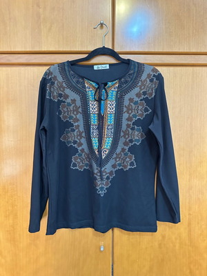 Conos women's black blouse with design like new, M/L