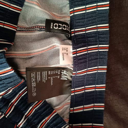 Striped pants H&M like new, size XS, white and blue