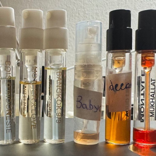 Perfume tester mix used, Amouage, YSL, Maison de l'Asie, MJ, Montale