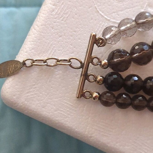 Oxette bracelet new, gold-plated silver and smoky quartz